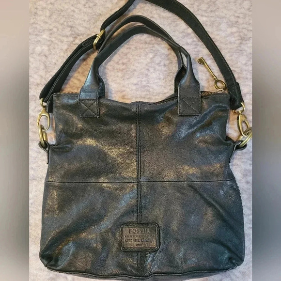 FOSSIL Large Long Live Vintage Modern Cargo leather shoulder crossbody bag purse - Picture 3 of 16